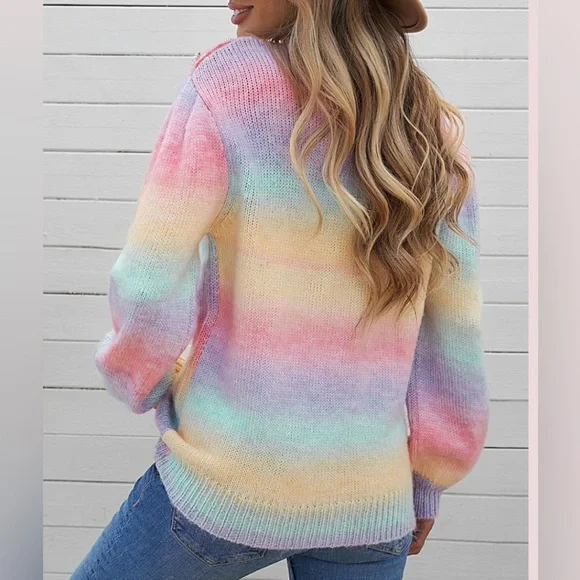 Pastel Gradient‎ Bishop Sleeve Sweater - Picture 3 of 7